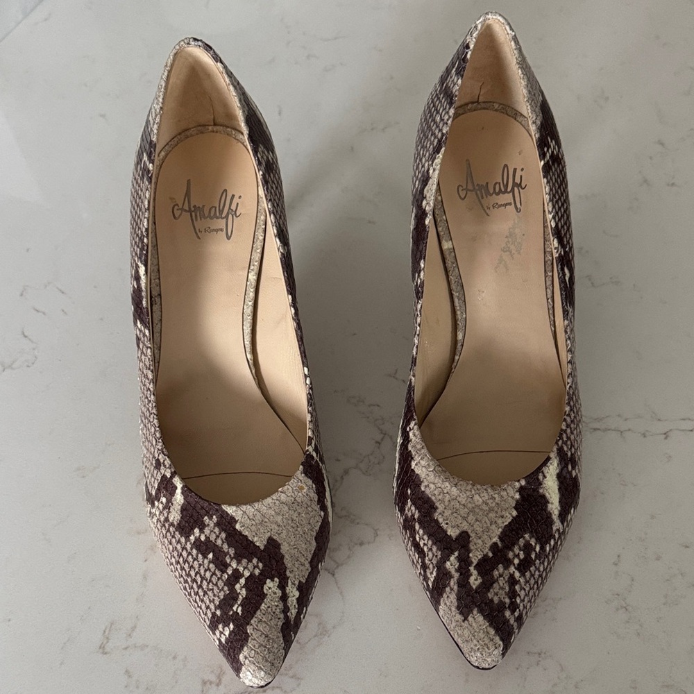 Amalfi Cream and Brown Snake Print Heels
